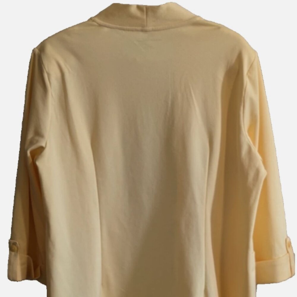Allison Daley Womens Size L 3/4 Sleeve Yellow Knit Jacket Pockets NWT - Picture 2 of 6